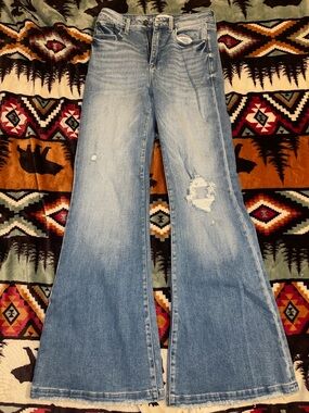 Light Blue Distressed Flared Women’s Jeans